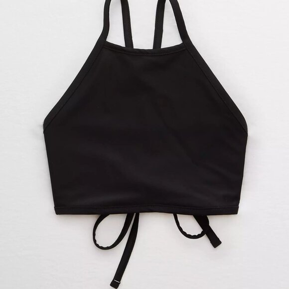 Aerie High Neck Cropped Black Bikini Top - Picture 4 of 9